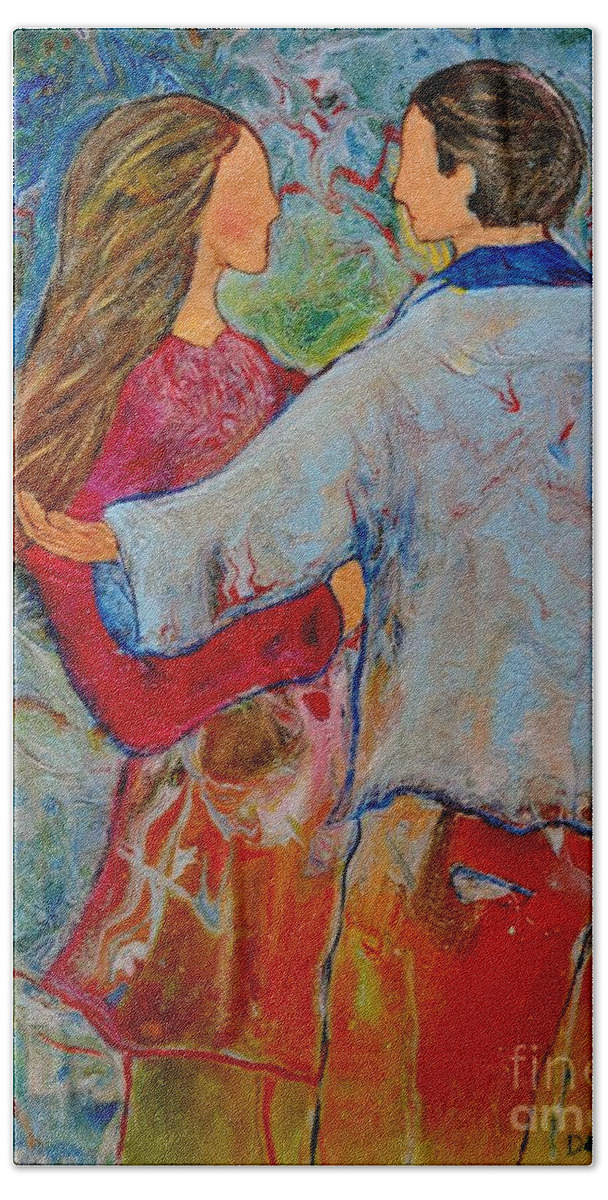Couple Hand Towel featuring the painting Trusting You #1 by Deborah Nell