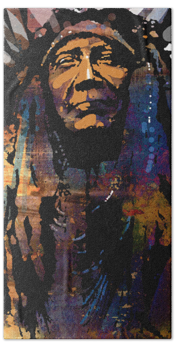 Native American Bath Towel featuring the painting Two Moons #1 by Paul Sachtleben