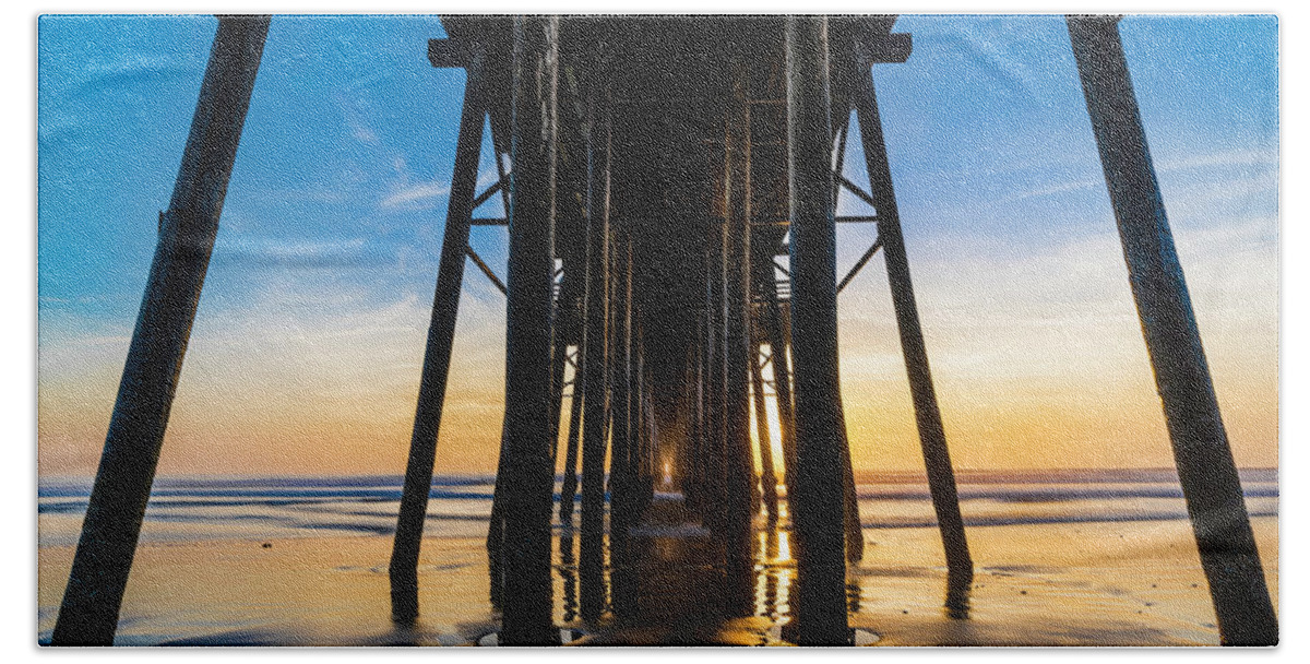 Oceanside Pier Hand Towel featuring the photograph Under the Oceanside Pier by Larry Marshall