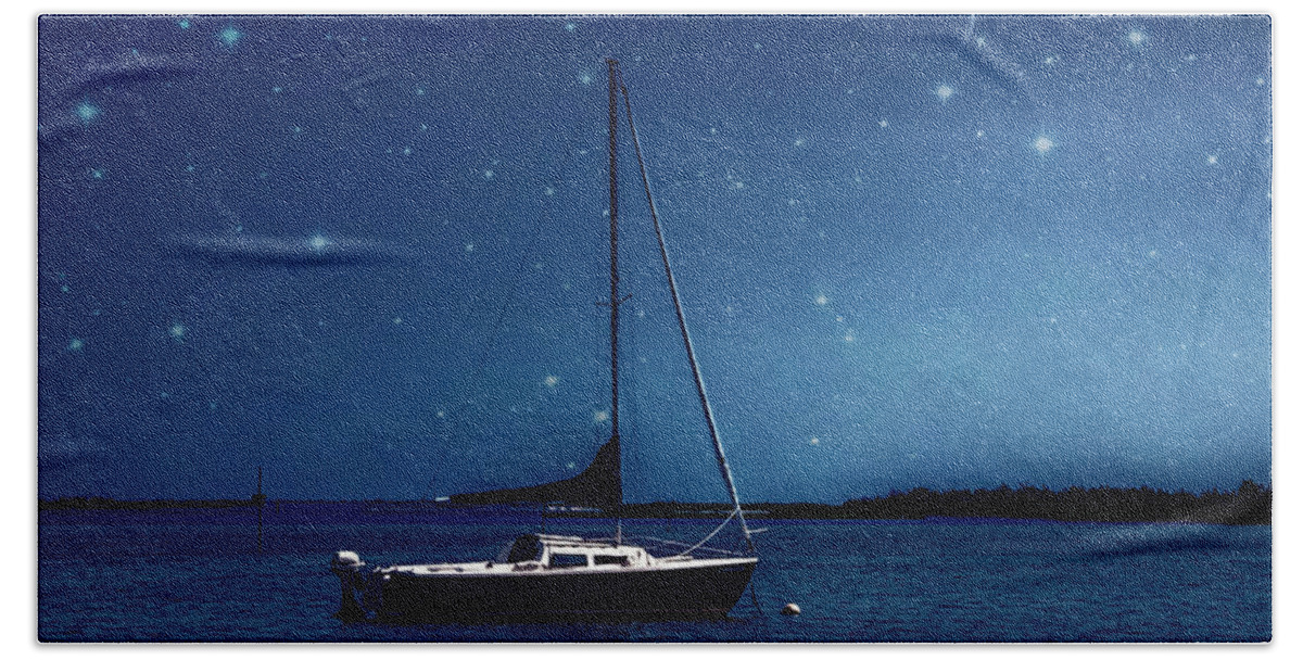 Sailboat Hand Towel featuring the photograph Under The Stars by Cathy Kovarik