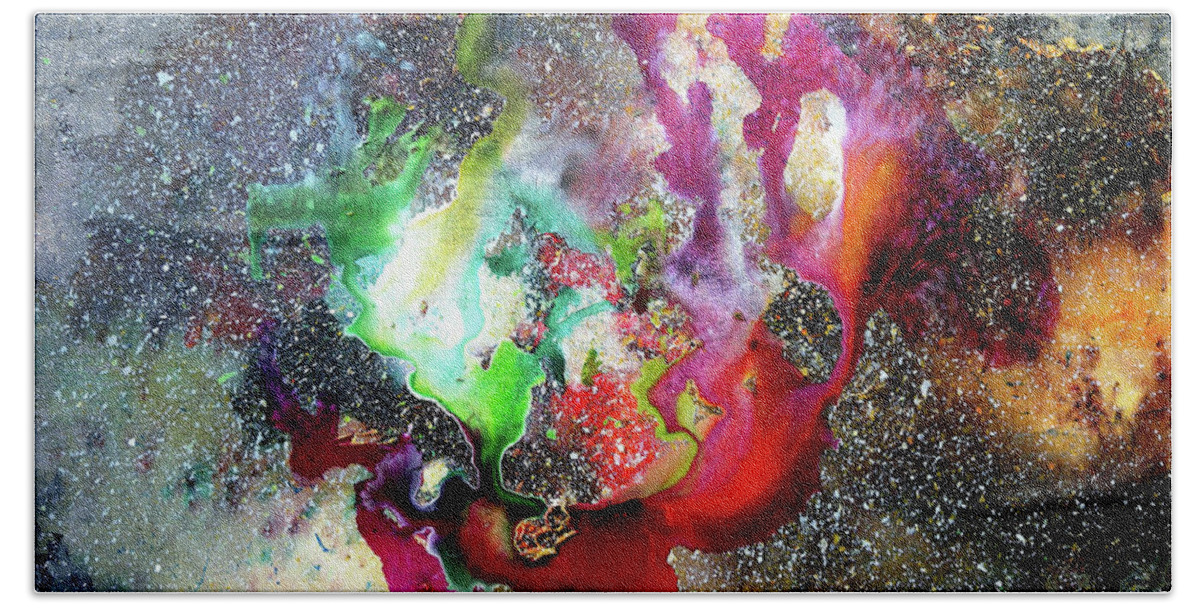 Cosmos Hand Towel featuring the painting Universe #1 by Lisa Lipsett