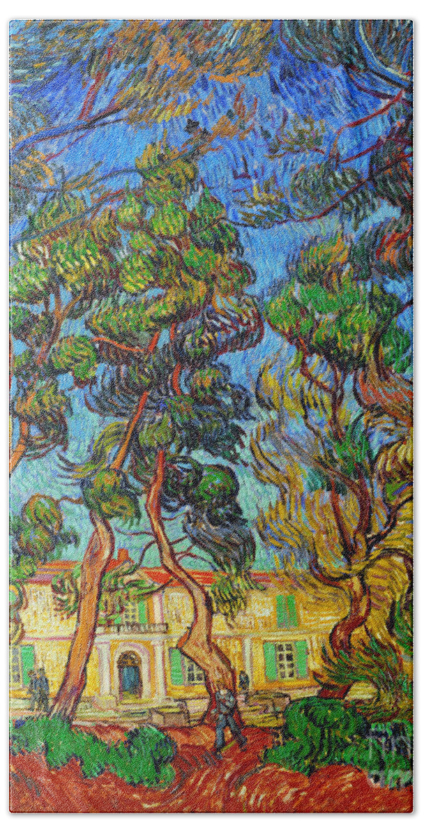 1889 Hand Towel featuring the painting Hospital, 1889 by Vincent Van Gogh