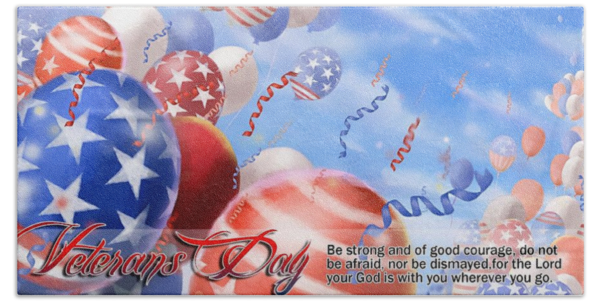 Veterans Day Bath Towel featuring the digital art Veterans Day #1 by Super Lovely
