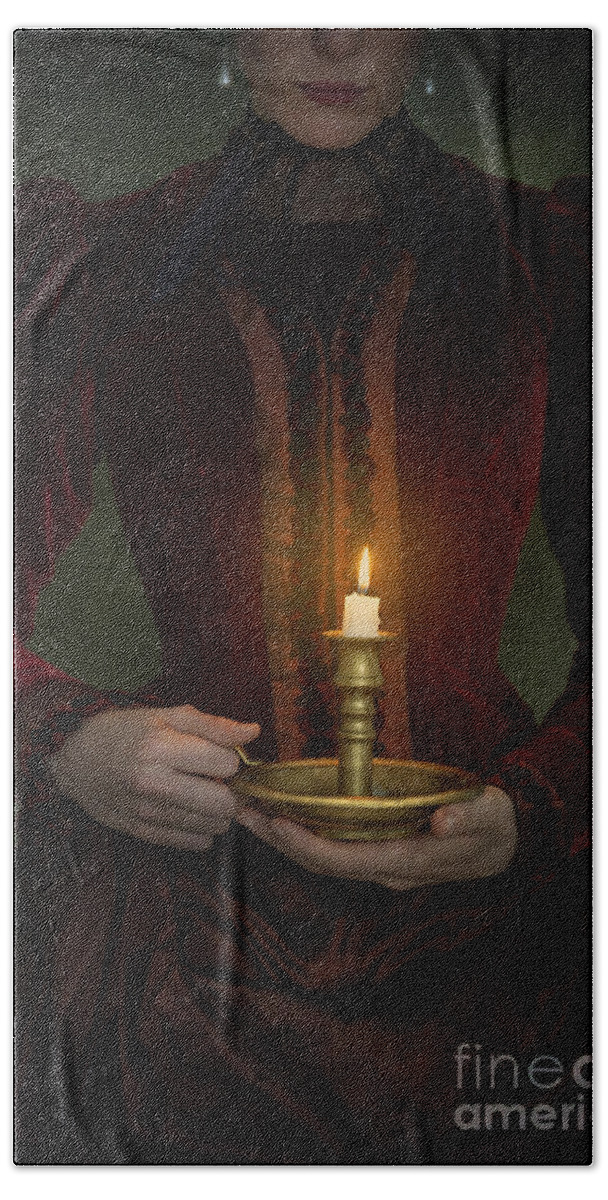 Victorian Woman Holding A Candle #3 Bath Towel by Lee Avison - Fine Art  America