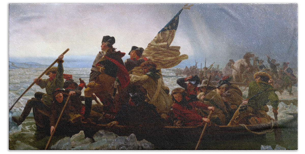 Washington Crossing The Delaware Bath Sheet featuring the painting Washington Crossing The Delaware by Emanuel Leutze