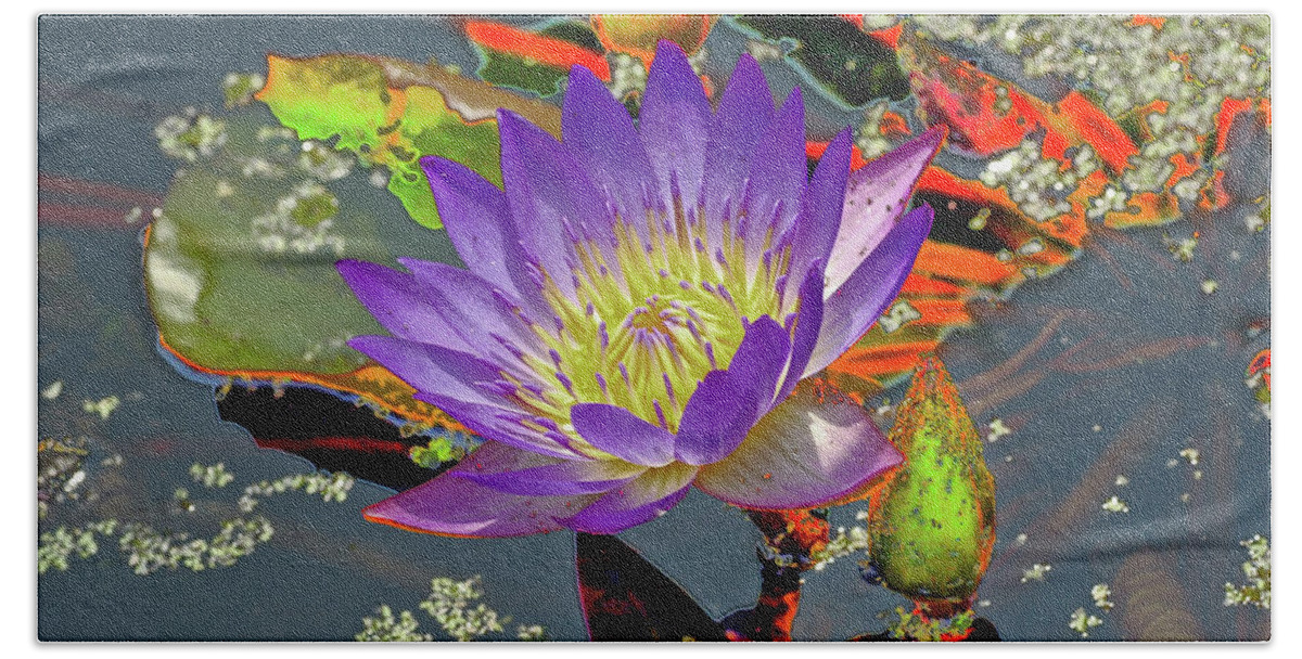 Water Lilly Bath Towel featuring the digital art Water Lilly #1 by Don Wright