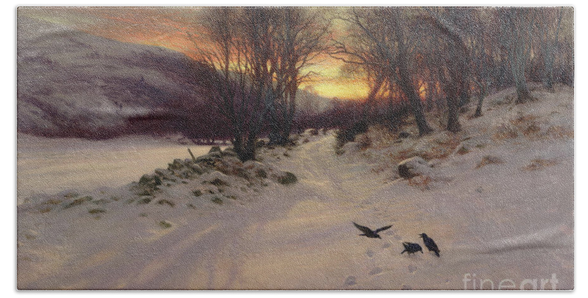 Winter Hand Towel featuring the painting When the West with Evening Glows by Joseph Farquharson