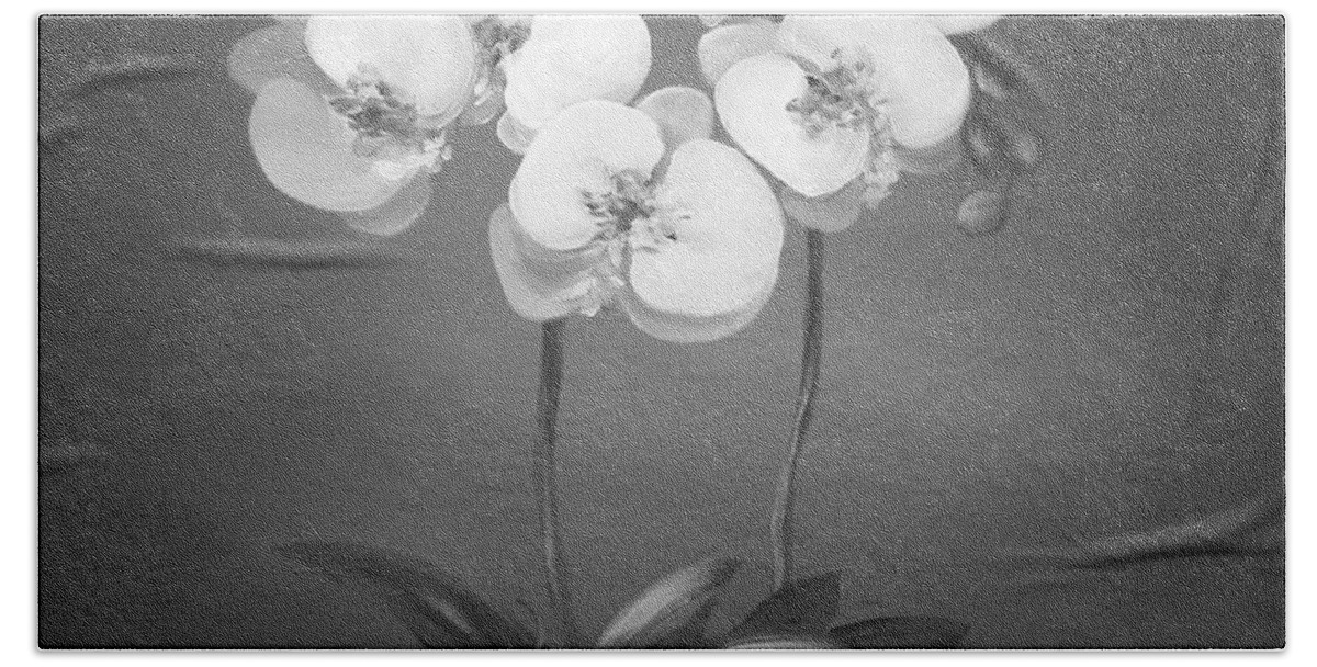 White Bath Towel featuring the painting White Orchids #1 by Gina De Gorna