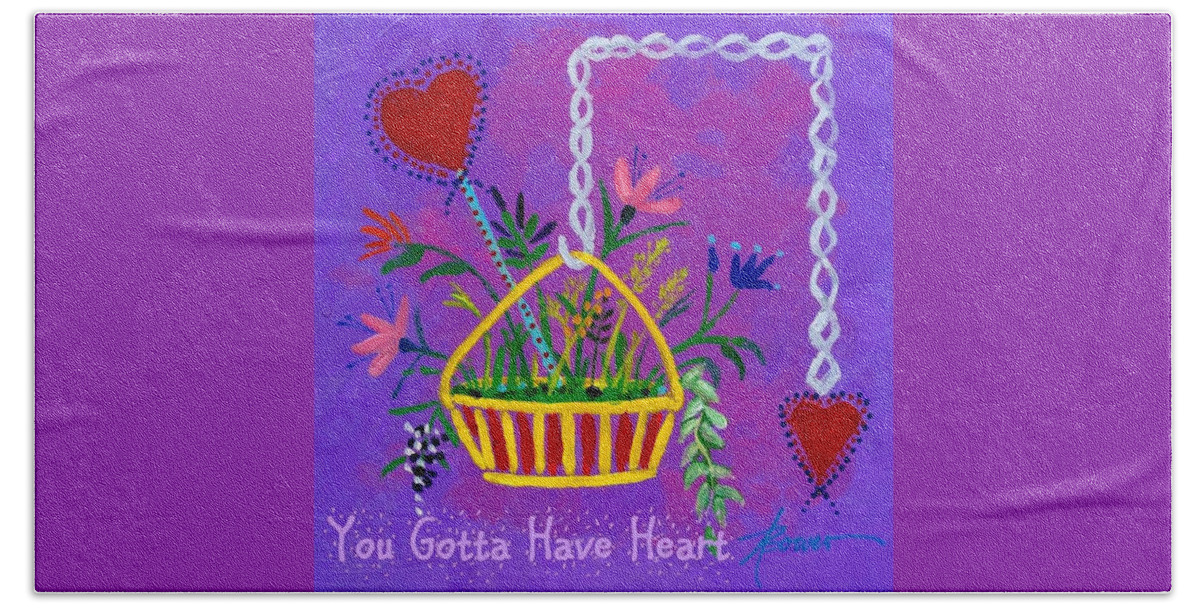 Valentine's Day Bath Towel featuring the painting You Gotta Have Heart by Adele Bower