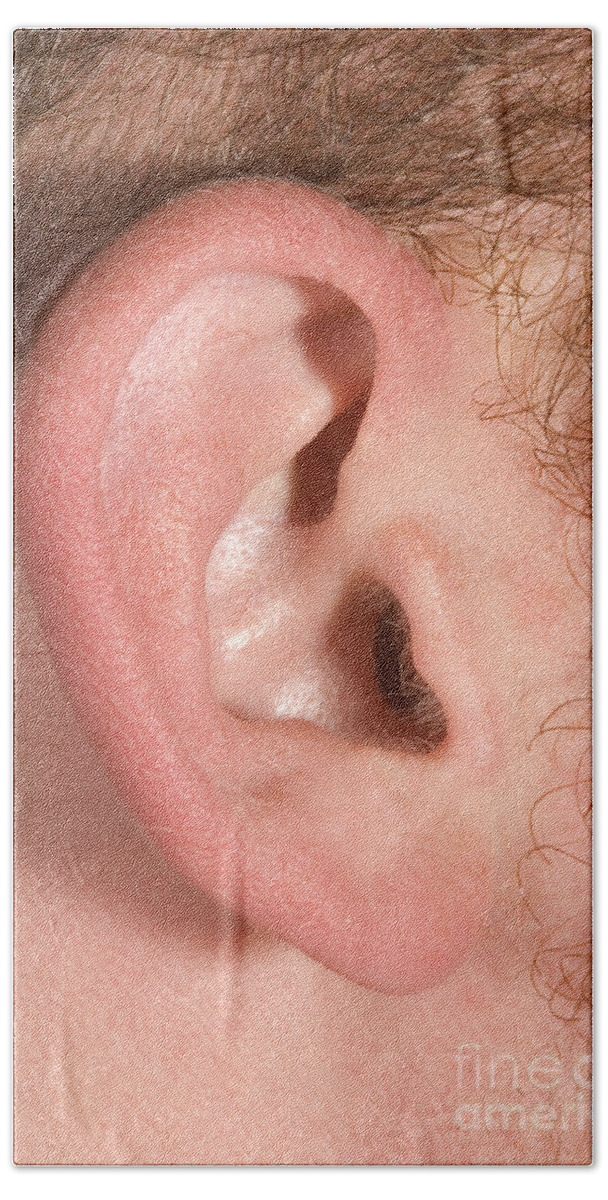 Ear Bath Towel featuring the photograph Human Ear #10 by Ted Kinsman