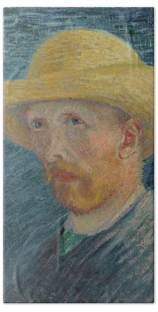 Vincent Van Gogh Hand Towel featuring the painting Self-Portrait with Straw Hat #10 by Vincent van Gogh