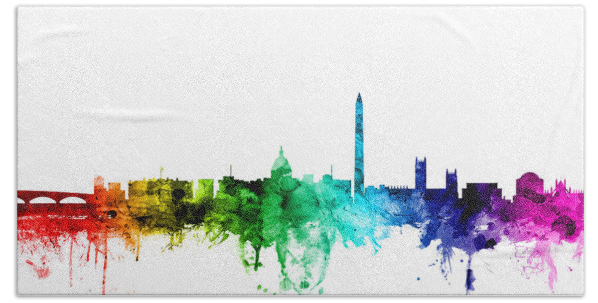 United States Hand Towel featuring the digital art Washington DC Skyline #10 by Michael Tompsett