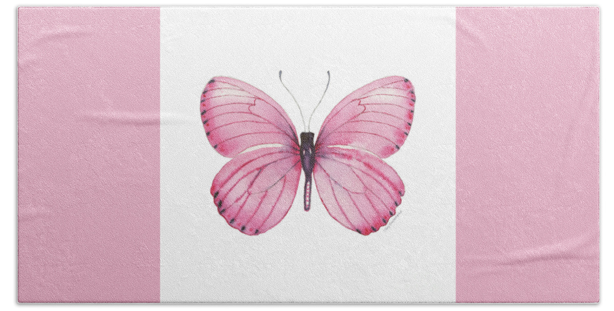 Pink Butterfly Bath Towel featuring the painting 106 Pink Marcia Butterfly by Amy Kirkpatrick