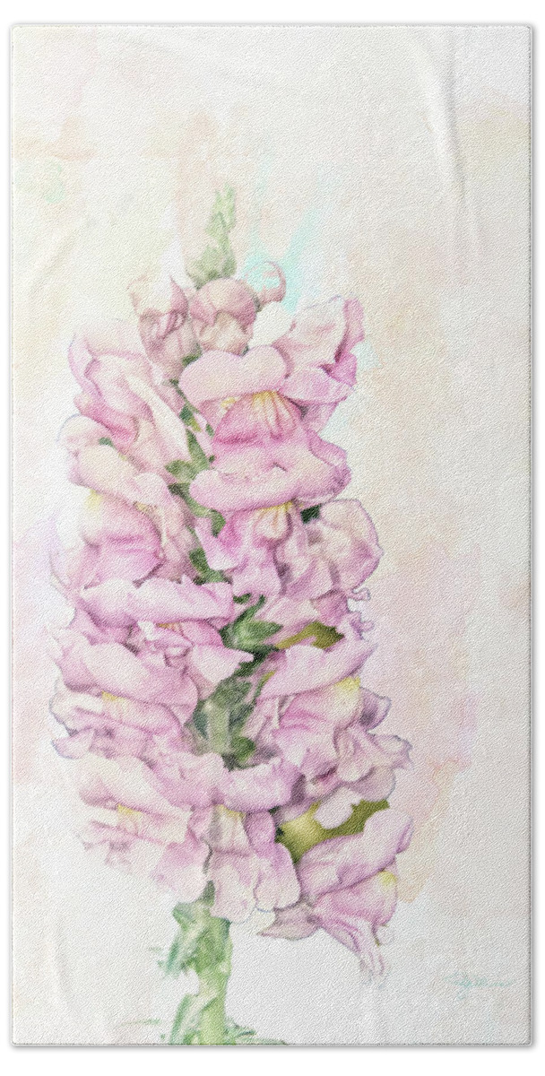 Snapdragon Bath Towel featuring the mixed media 10855 Snap Dragon by Pamela Williams