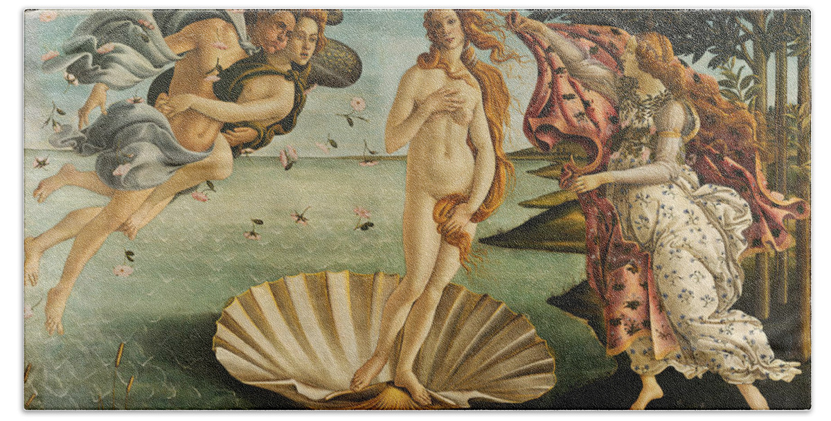 Sandro Botticelli Hand Towel featuring the painting The Birth of Venus by Sandro Botticelli
