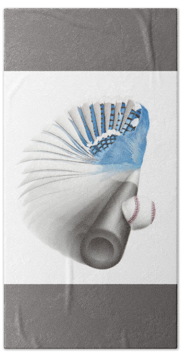 Blue Hand Towel featuring the drawing 11th Inning - Heavy Rain in the Forecast by Stirring Images