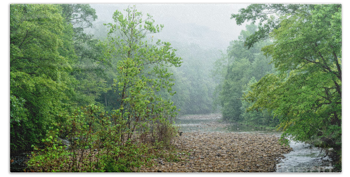 Williams River Hand Towel featuring the photograph Williams River Summer Mist #12 by Thomas R Fletcher