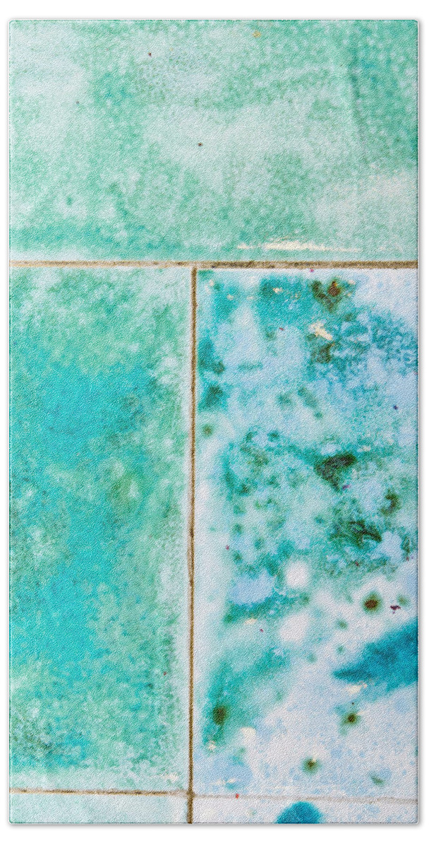 Abstract Hand Towel featuring the photograph Blue tiles #13 by Tom Gowanlock