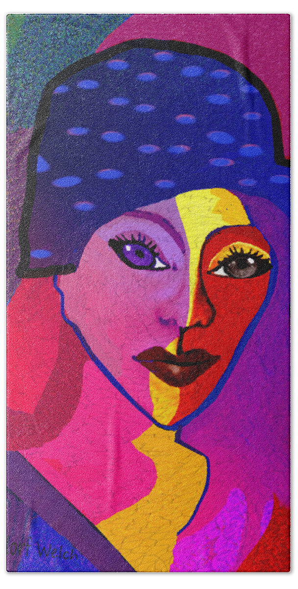 1307 Hand Towel featuring the digital art 1307 - Mademoiselle 2017 by Irmgard Schoendorf Welch