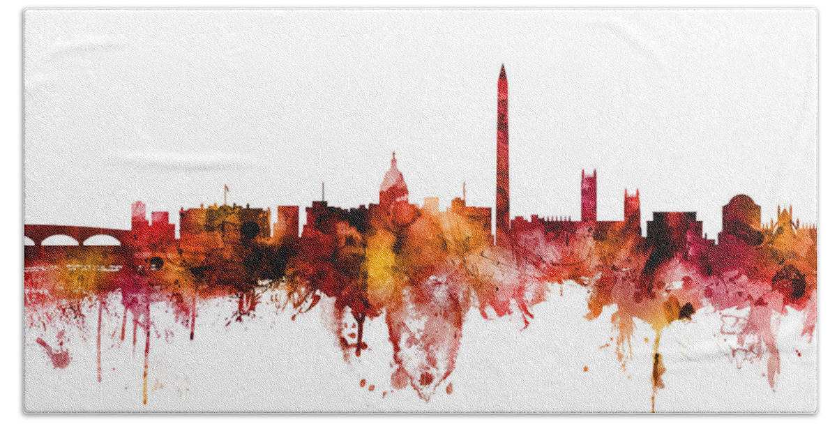 Skyline Hand Towel featuring the digital art Washington DC Skyline by Michael Tompsett