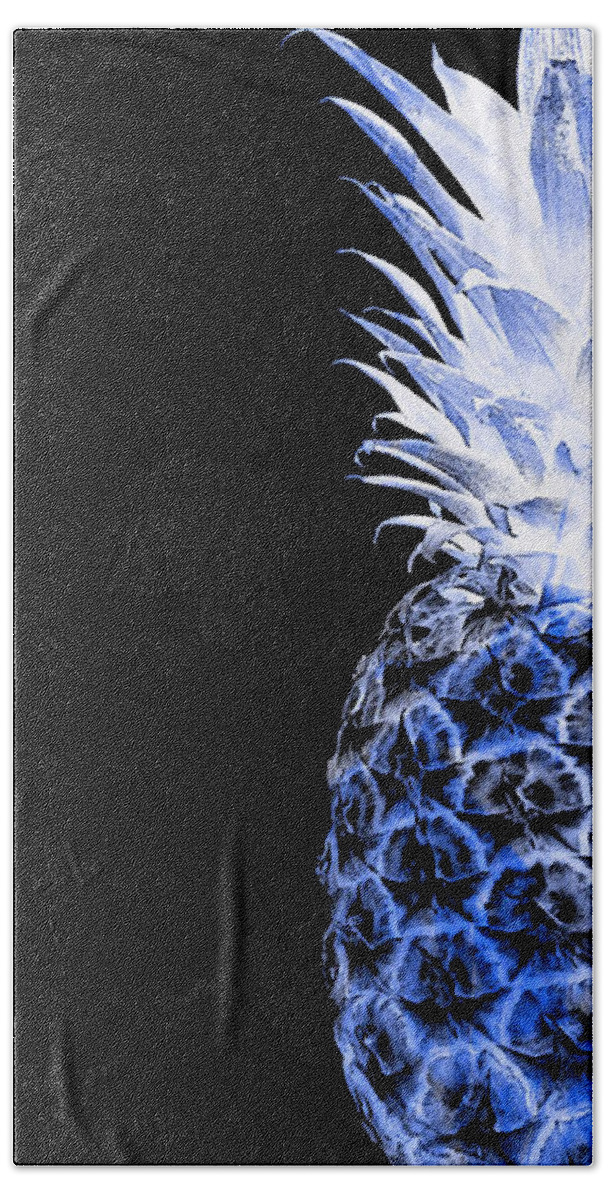 Art Bath Towel featuring the photograph 14JL Artistic Glowing Pineapple Digital Art Blue by Ricardos Creations