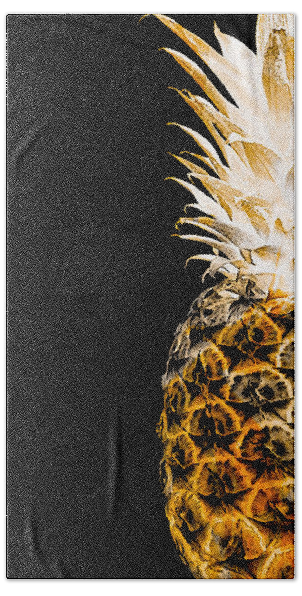Art Bath Towel featuring the digital art 14OL Artistic Glowing Pineapple Digital Art Orange by Ricardos Creations