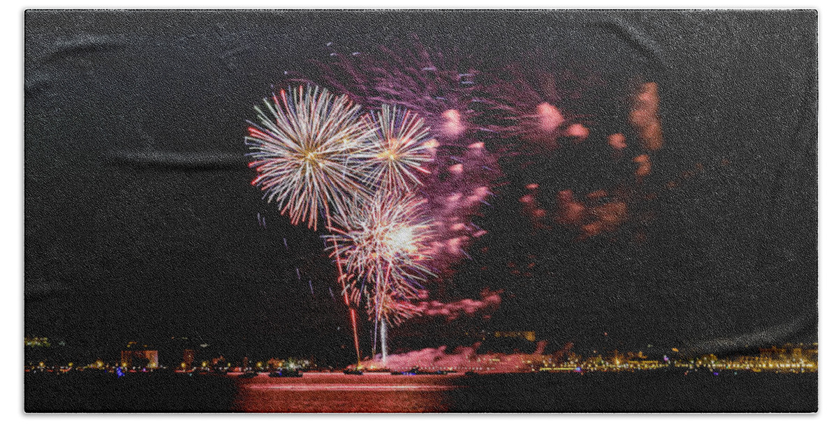 Anniversary Bath Towel featuring the photograph Fireworks #15 by SAURAVphoto Online Store