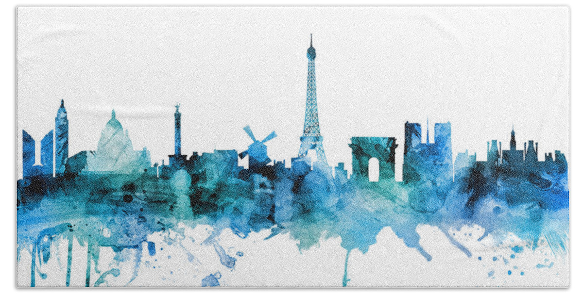 Paris Bath Sheet featuring the digital art Paris France Skyline by Michael Tompsett