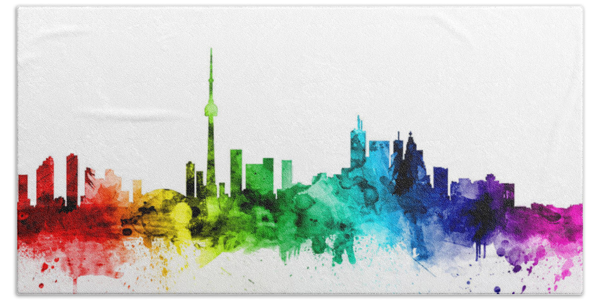 Toronto Hand Towel featuring the digital art Toronto Canada Skyline by Michael Tompsett