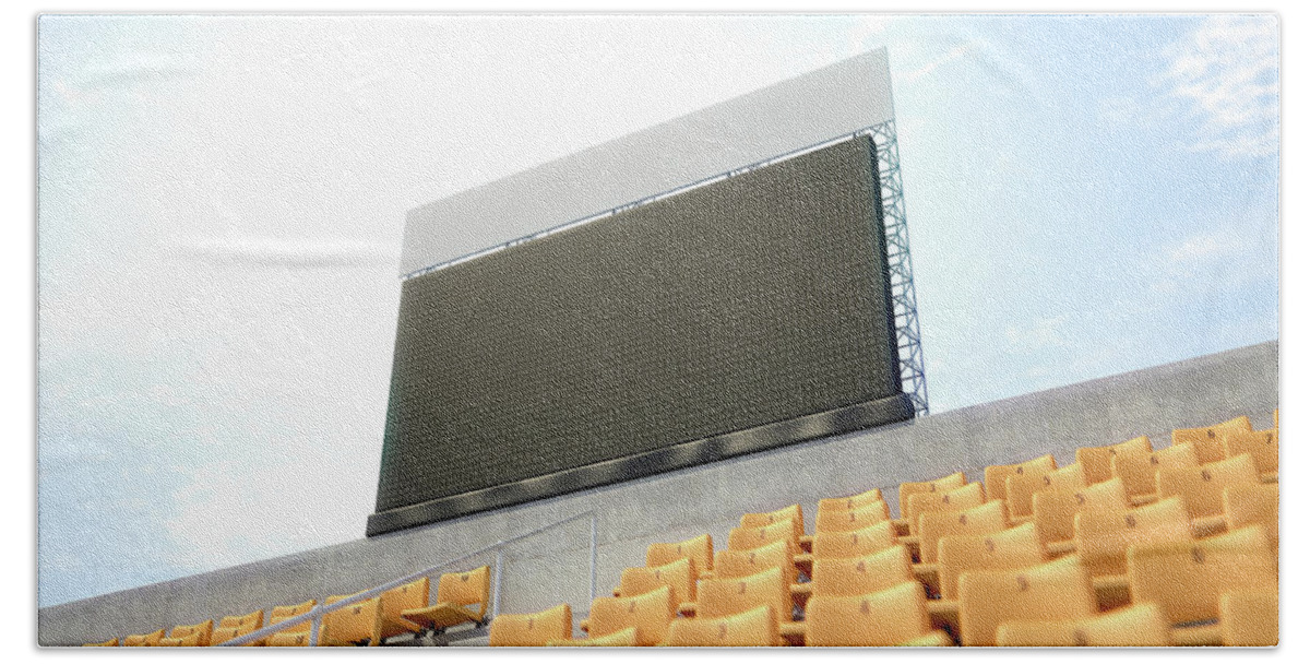 Scoreboard Bath Towel featuring the digital art Sports Stadium Scoreboard #16 by Allan Swart