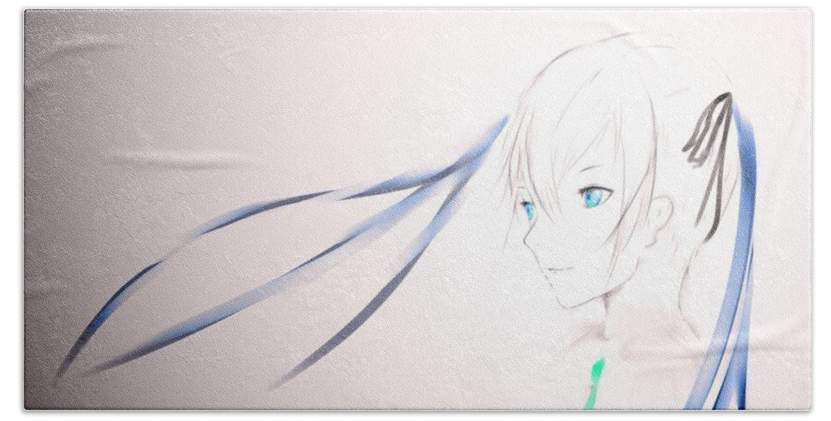 Vocaloid Bath Towel featuring the digital art Vocaloid #16 by Super Lovely