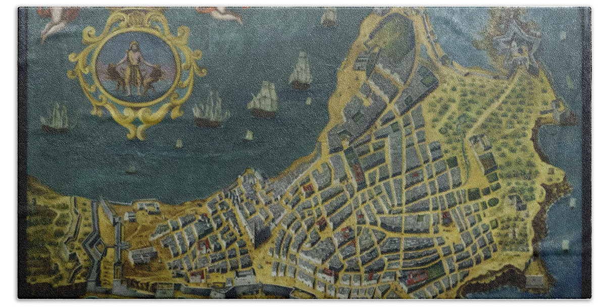 24 F2.8 Bath Towel featuring the photograph 1647 View of the City of Cadiz Anonymous Painting Photographed by Pablo Avanzini