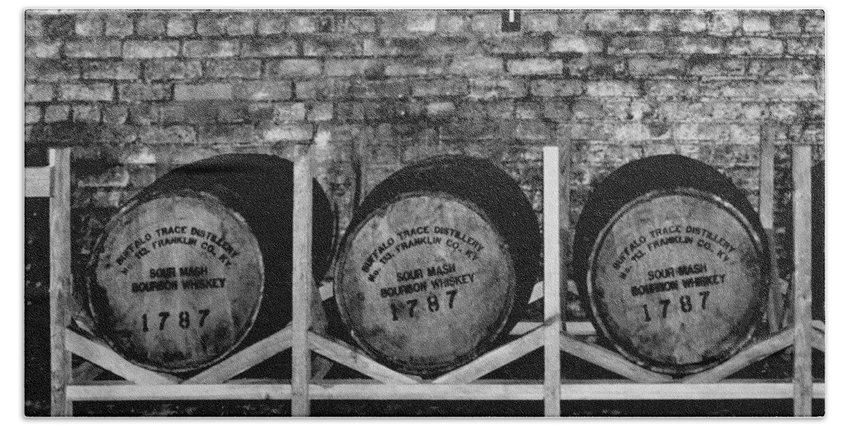 1787 Bath Towel featuring the photograph 1787 Whiskey Barrels by Tara Potts