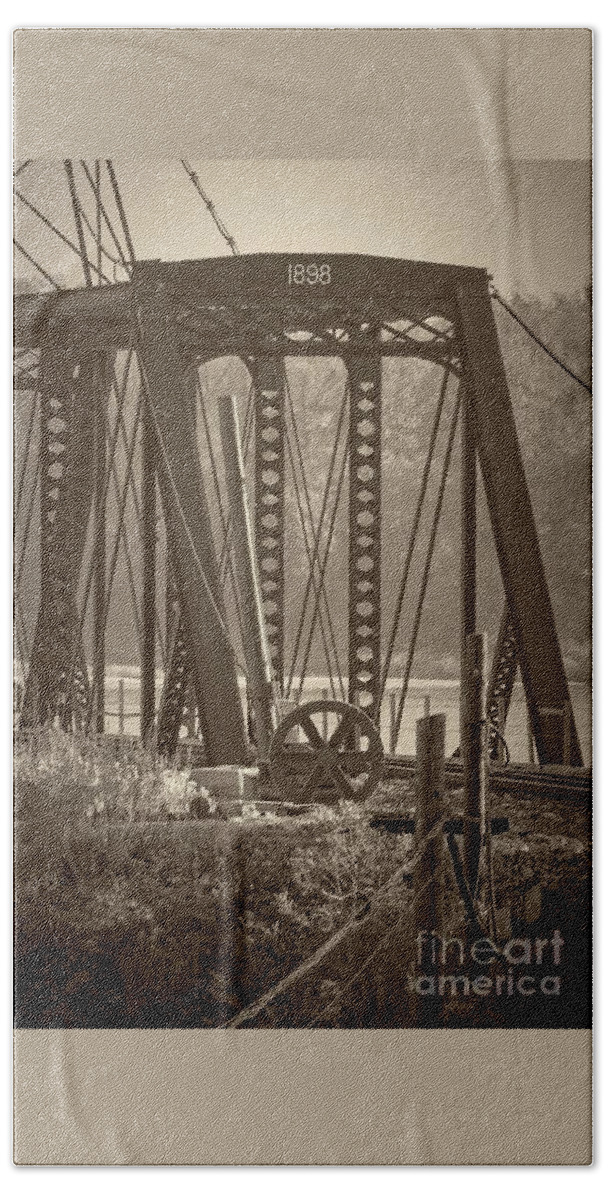 1898 Trestle Hand Towel featuring the photograph 1898 Trestle in Sepia by Imagery by Charly