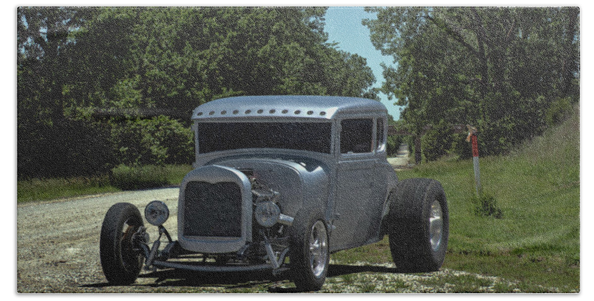 1928 Hand Towel featuring the photograph 1928 Ford Coupe Hot Rod by Tim McCullough