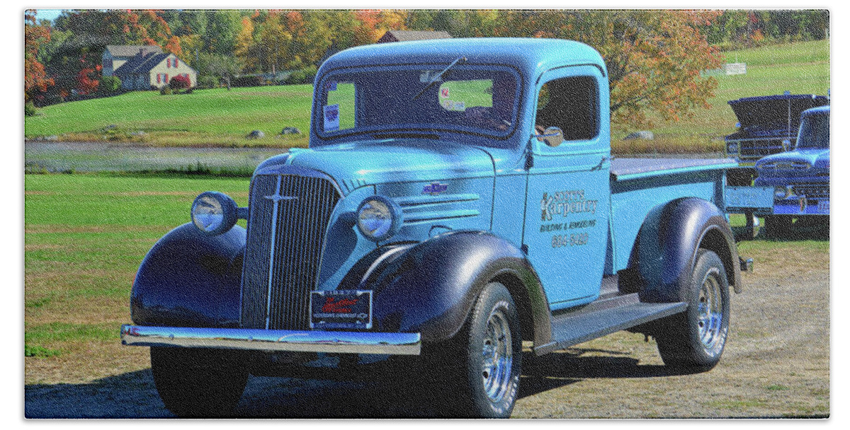 1937 Hand Towel featuring the photograph 1937 Chevy Truck by Mike Martin