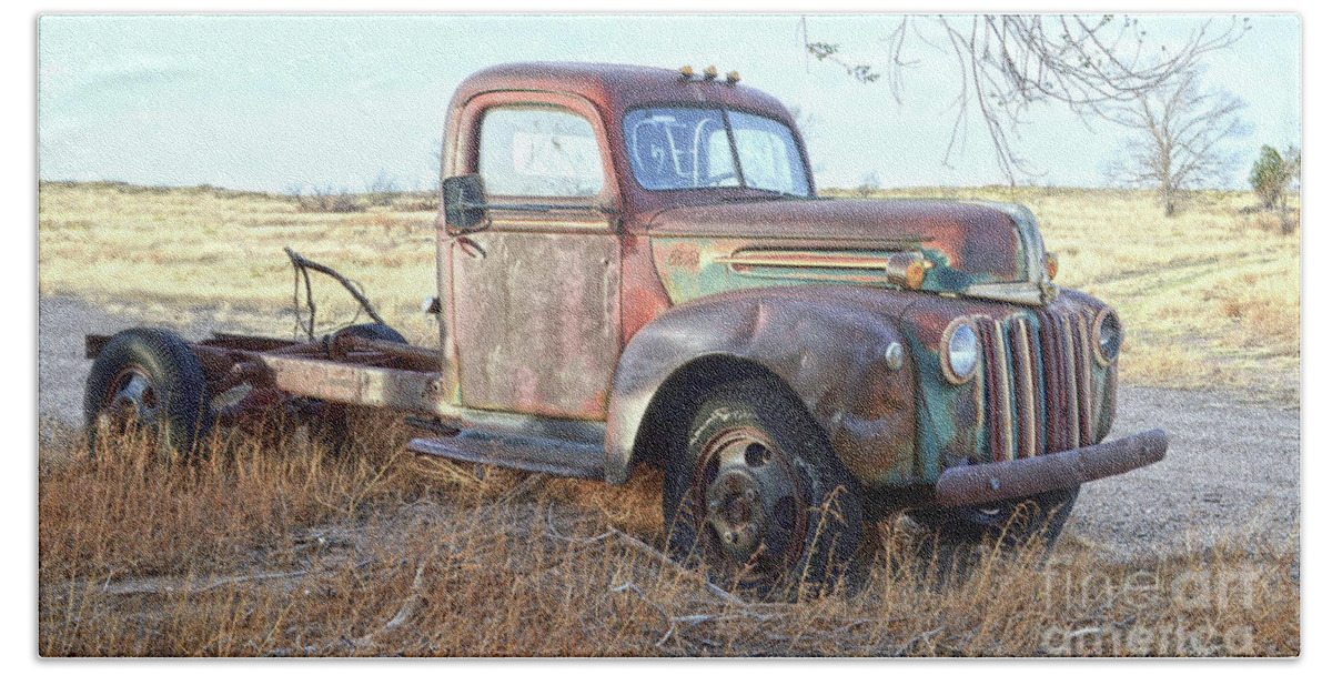 1940s Hand Towel featuring the photograph 1940s Ford Farm Truck by Catherine Sherman