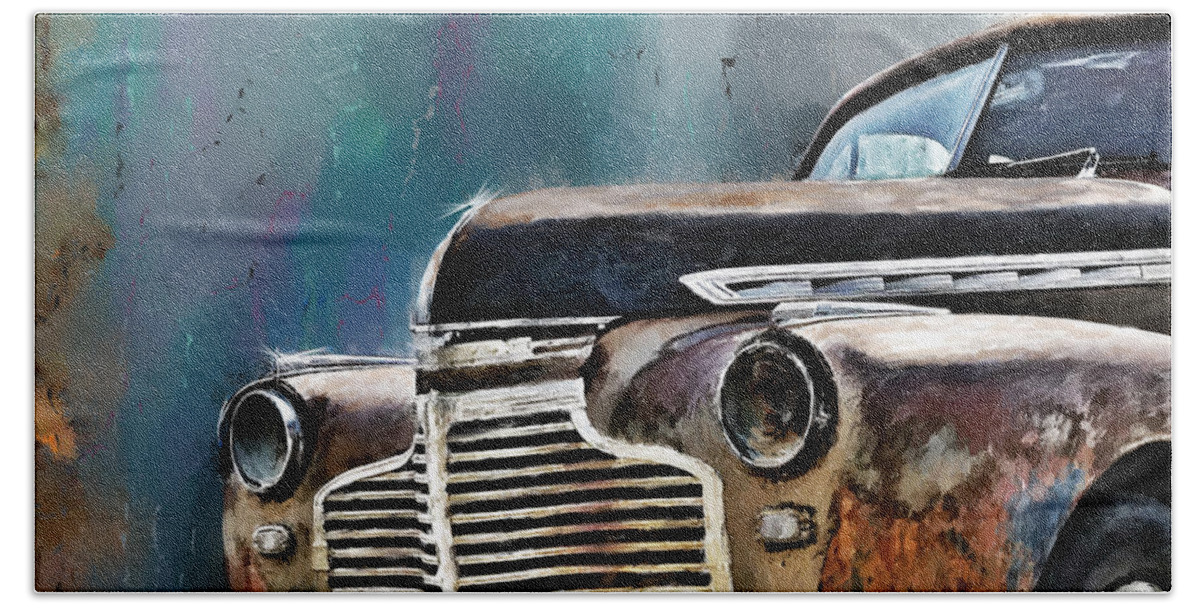 Chevy Hand Towel featuring the digital art 1941 Chevy by Susan Kinney