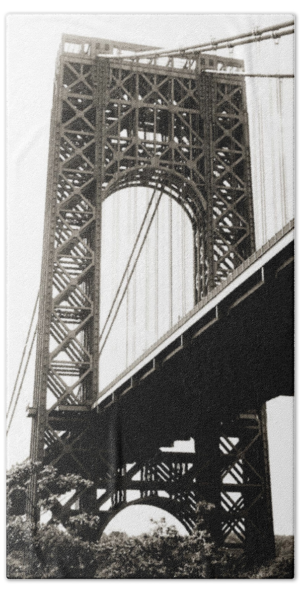 New York Bath Sheet featuring the photograph George Washington Bridge 1950 by Marilyn Hunt