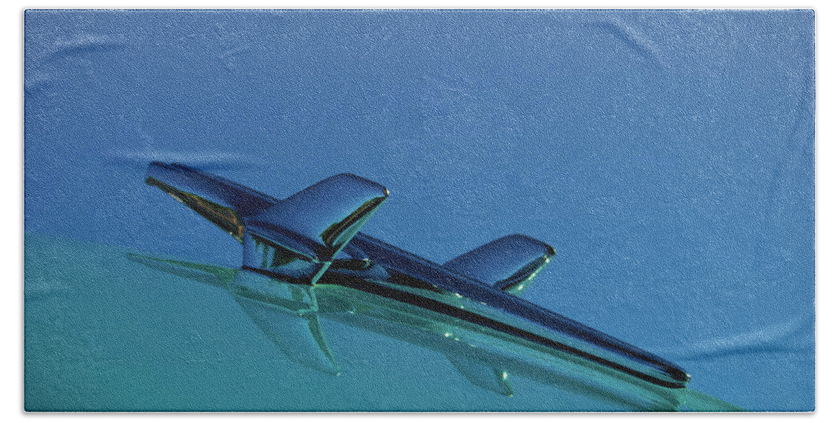 Chevy Hand Towel featuring the photograph 1956 Chevy Belair Hood Ornament by Jani Freimann