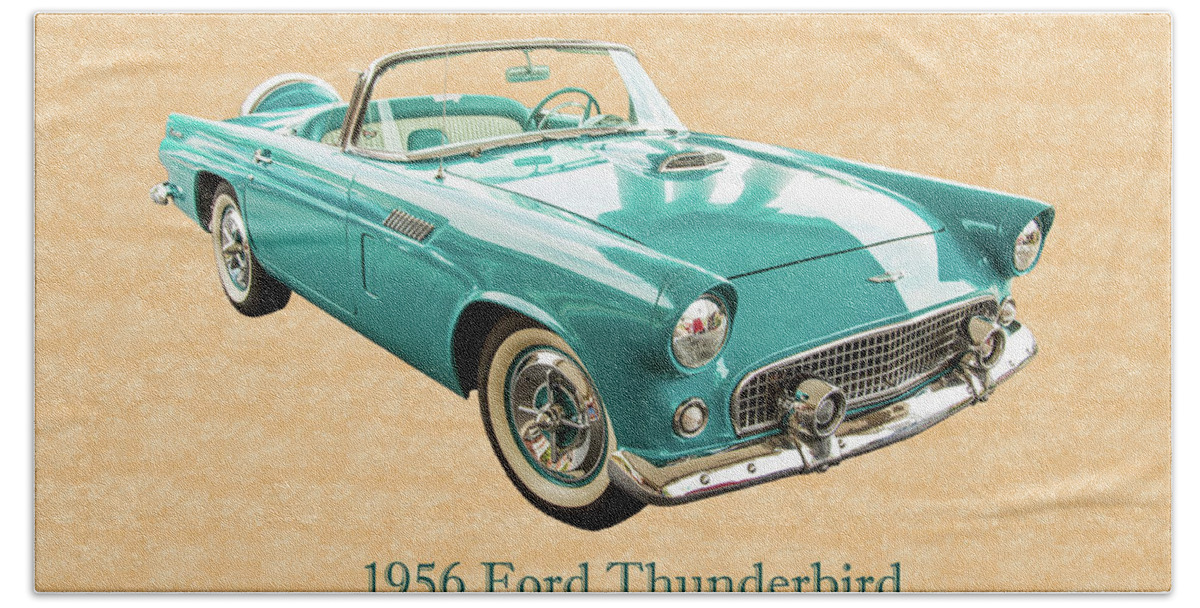1956 Ford Thunderbird Bath Towel featuring the photograph 1956 Ford Thunderbird 5510.03 by M K Miller