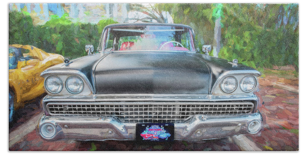 1959 Ford 1959 Ford Galaxy Hand Towel featuring the photograph 1959 Ford Galaxy c115 by Rich Franco