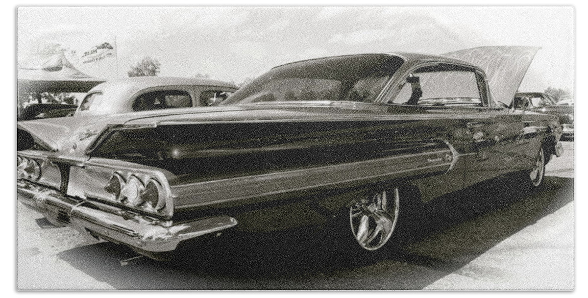 Car Bath Towel featuring the photograph 1960 Chevy Impala by Linda Bianic