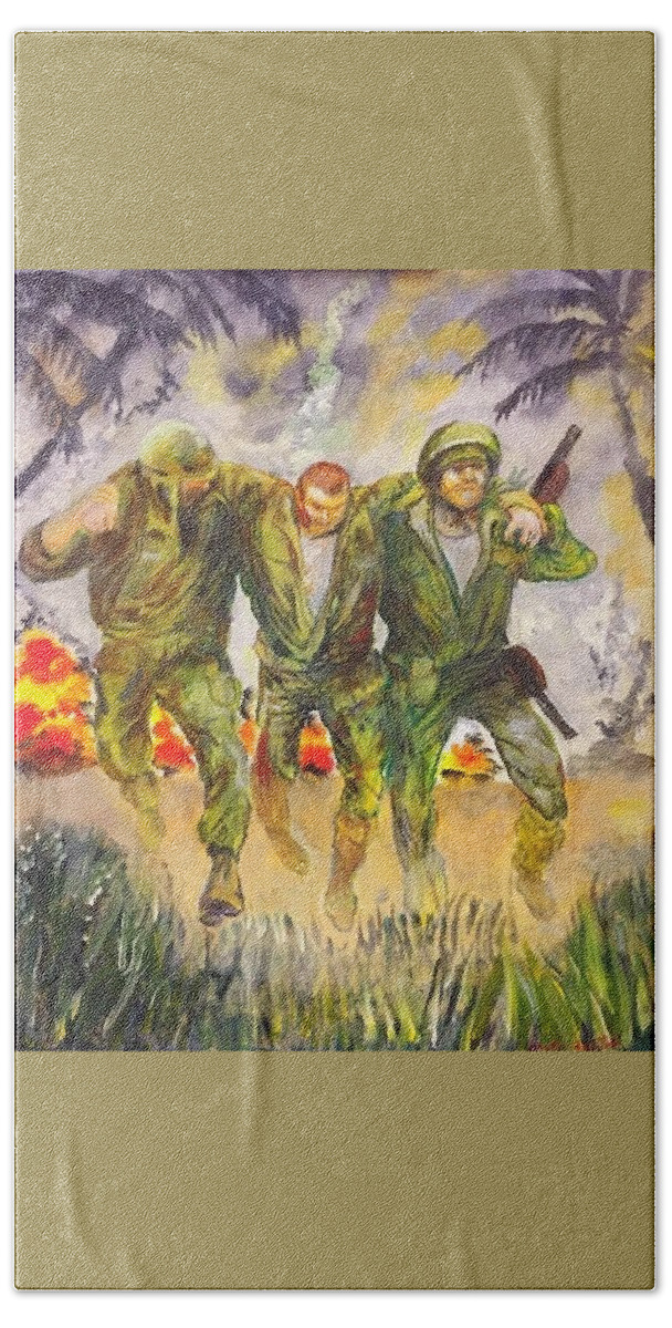 War Bath Towel featuring the painting 1965 Viet Nam by Mike Benton