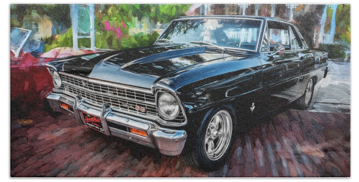 1967 Chevrolet Hand Towel featuring the photograph 1967 Chevrolet Nova Super Sport Painted BW 4 by Rich Franco