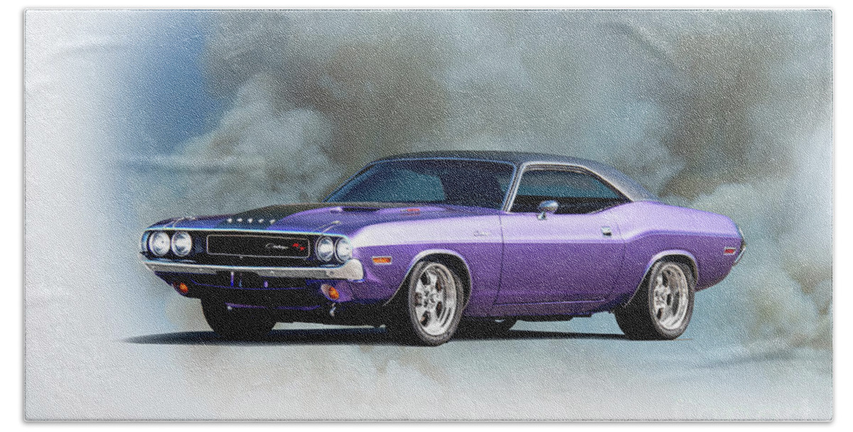 Automobile Hand Towel featuring the photograph 1970 Dodge Challenger RT 440 Six Pack I by Dave Koontz
