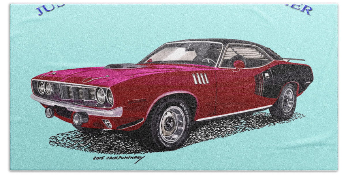 Imagine Your Car Featured On A Tee-shirt Or Motivation Poster Bath Towel featuring the photograph 1971 Barracuda Hemi Plymouth by Jack Pumphrey