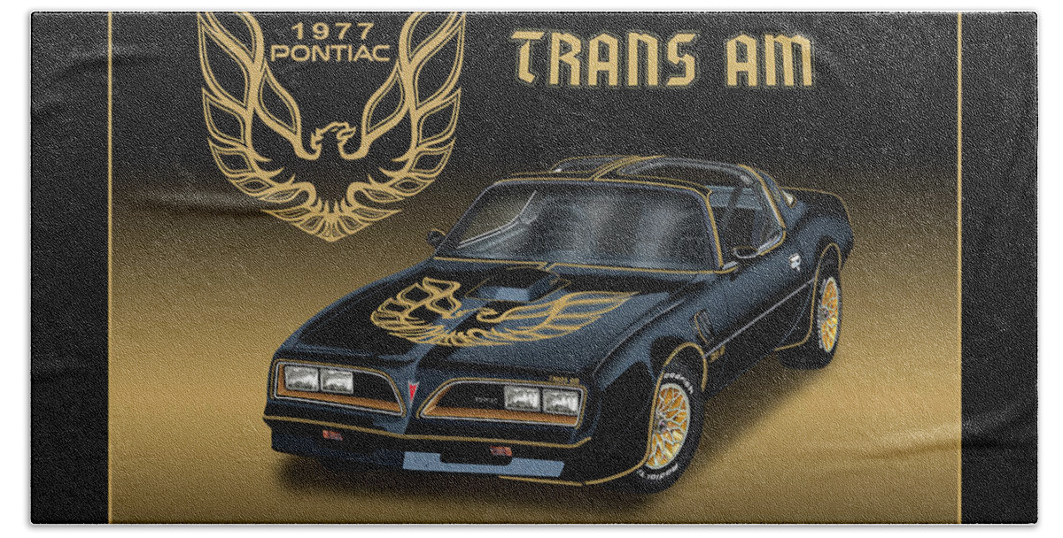 Pontiac Hand Towel featuring the painting 1977 Pontiac Trans AM Bandit by Rudy Edwards