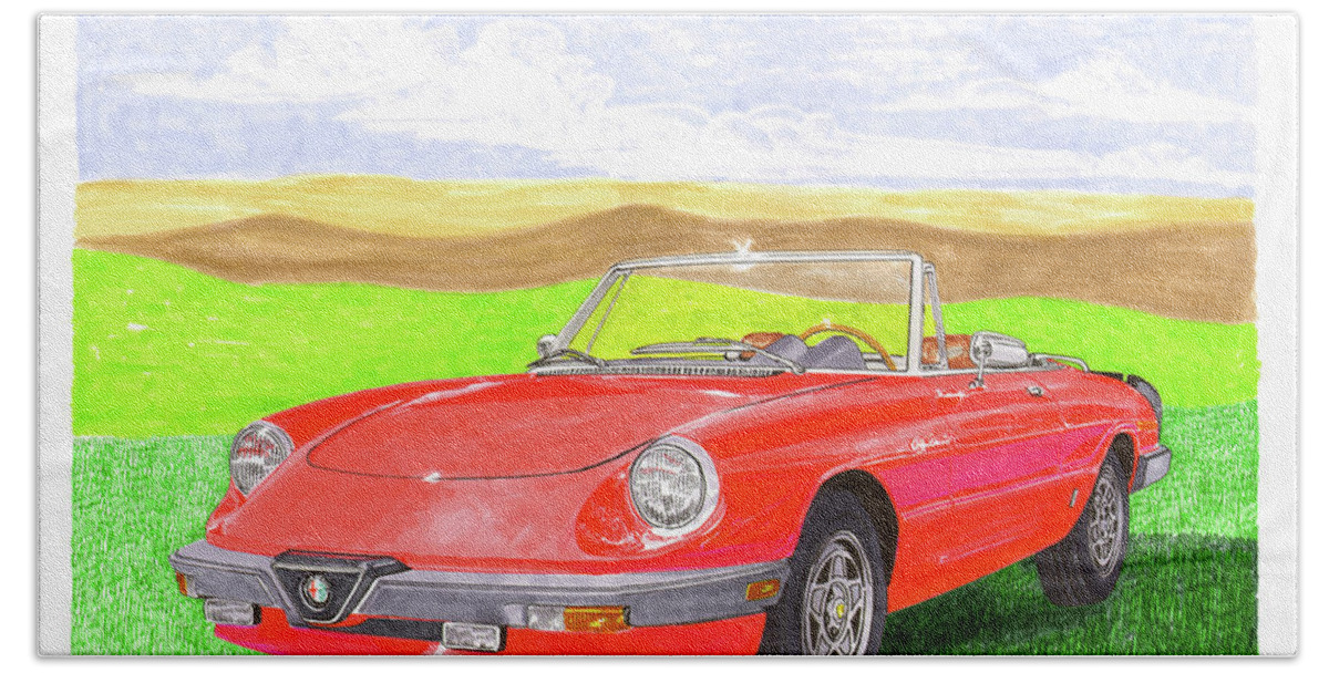 Sexy Italian Sports Cars Hand Towel featuring the painting 1983 Alfa Romero Spider Veloce by Jack Pumphrey