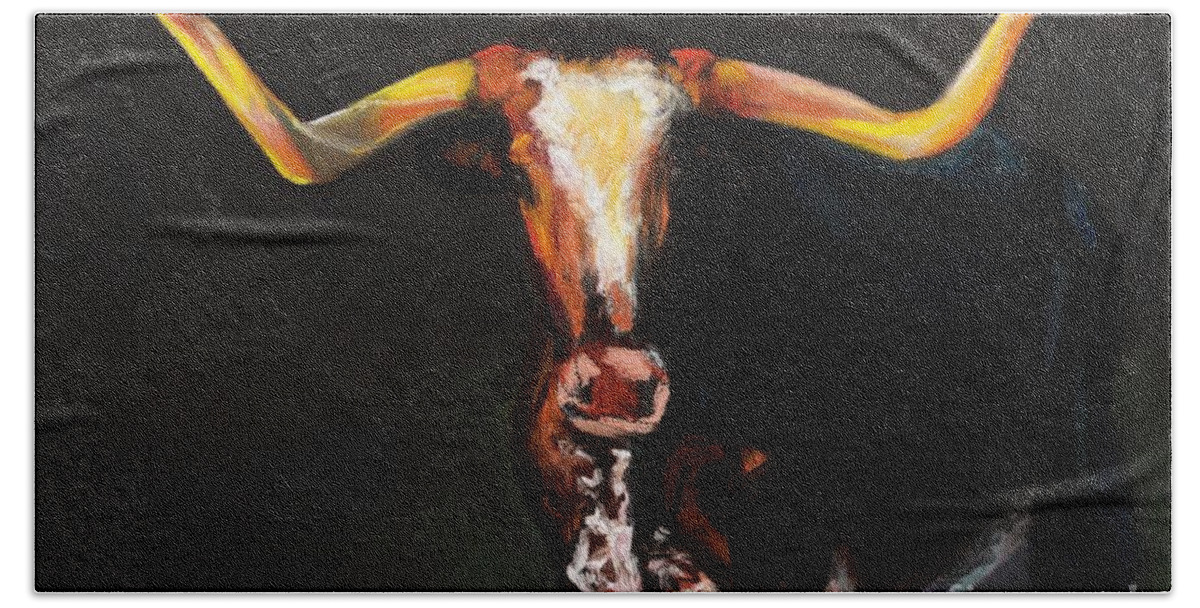 Cows Bath Towel featuring the painting A Diamond in the Rough #2 by Frances Marino
